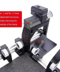 Close-up of Universal Adjustable Manual Box Folding Tool With Slick Slider showing clamp flexibility features and rollers.