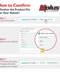 How to confirm product fit for vehicle, stepwise instructions on confirming vehicle model, Amazon Confirmed Fit feature.