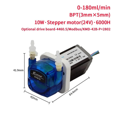 KPHM100 24V Adjustable Peristaltic Dosing Pump, 0-180ML/Min Flow Rate With Brush Motor in a compact design.