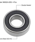 One piece of 99502H-2RS deep groove ball bearing, chrome steel, double sealed, close-up view.
