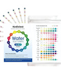 Rock Solid 16 In 1 Drinking Water Test Strips 20 Pack No Guesswork Home Kit For Tap And Well Water Testing Lead Chlorine PH Hardness Mercury And More Straight Up Clean Results Every Single Day featuring multiple test strips and color chart.