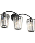 Modern black Crystal Vanity Light Fixture for bathroom with elegant crystal accents, E26 base, fully dimmable, 23.6 x 6.7 x 8.7 inches