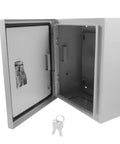 Open view of Durable Plastic Electrical Junction Box 25 By 30 By 14 Cm Vertical Enclosure with lock mechanism and keys included
