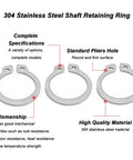 Rock Solid External Circlips C Clips Snap Rings 304 Stainless Steel Retaining Clip Ring For Automotive Engines And Heavy Machinery Bearings 47 Mm Shop Grade, three rings with specifications.