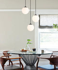 Globe Pendant Light for Kitchen Island 3 Light Milk Glass White Frosted Sphere Ceiling Fixture Hanging Lamp over dining table