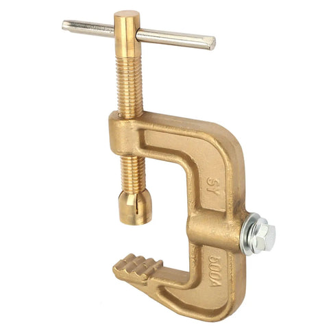 Top Notch 500 Amp Brass Grounding Clamp G-Shape For Welders, durable brass clamp for reliable heavy duty use.