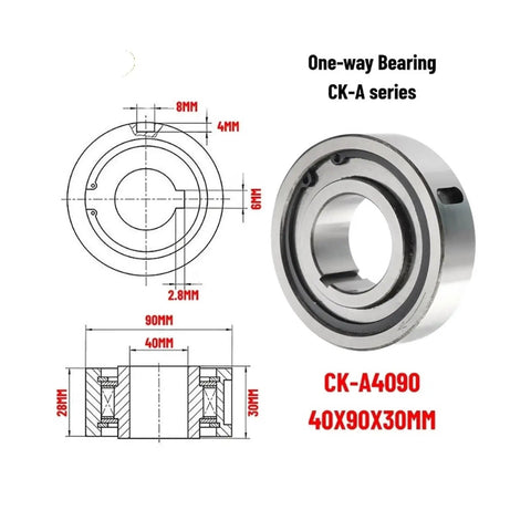 Heavy Duty One Way Clutch Bearing Sprag Type Overrunning Design Crafted From Gritty Bearing Steel Built To Last For Textile Machinery Slick One Direction Locking And Hella Smooth Free Spin 40 By 90 By 30 Mm with dimensions displayed