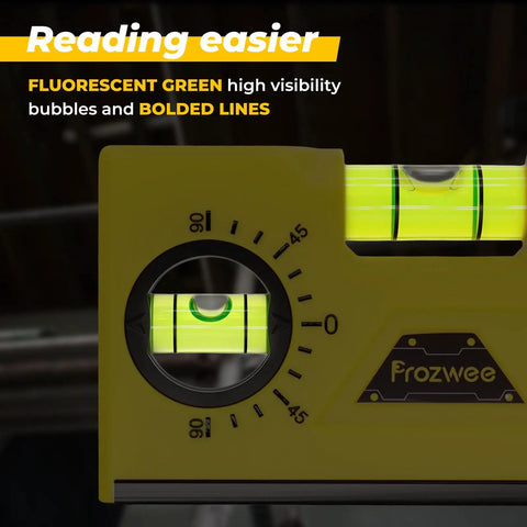 Kickass Magnetic Multi Angle Conduit Bender Level For Precise Pipe Bending with fluorescent green bubbles and bold lines.