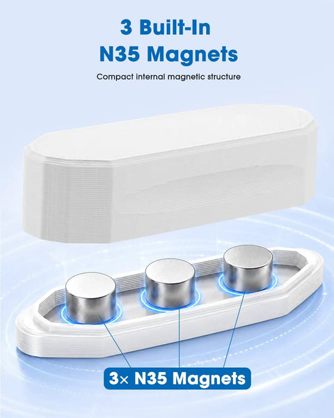 Badass Magnetic Stud Finder For Drywall showing 3 powerful N35 magnets in a compact and smooth casing for drywall detection.