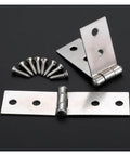 Heavy Duty Ball Bearing Door Hinges Two Pack With Eight Screws Silver Finish Vertical Right Angle Hinges 74 By 20mm Four Hole Iron Alloy