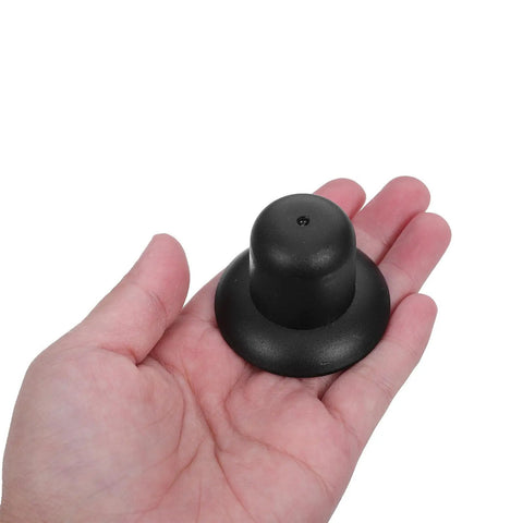Heavy Duty Black Plastic Umbrella End Caps With Threaded Spiral Finials Perfect For Patio Repair And Keeping Outdoor Gear Looking Fresh Ready For Backyard Fun Or Beach Vibes During Summer Months, black plastic umbrella cap in hand