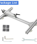 Front view of stand kit for JQDML reciprocating actuator; aluminum alloy frame with angle adjustment, includes 4 magnets, Allen keys, and a wrench.
