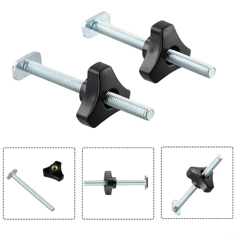 Diy Woodworking M8 T Track Knob Kit With Black Star Handles And Steel Bolts For Secure Clamps Fixtures Jigs And Custom Shop Projects That Are Easy To Handle And Super Reliable. Black star knob and M8 steel bolt set for T-track clamping.