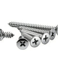 Heavy Duty Flat Head Phillips Self Tapping Screws In 304 Stainless Steel 18 8 Grade, 3/4 inch screws with flat heads.