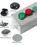 explosion proof control box with metal shell, green and red buttons