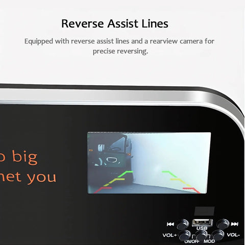 Reverse assist lines display on the control panel of a Heavy Duty Four Wheel Electric Mobility Scooter For Seniors With Roomy Cargo Box And Farm Utility Tugger.