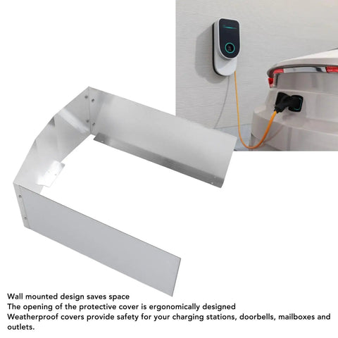 Hella Tough Wall Mount Charging Station Cover Aluminum Alloy Weatherproof Shield for Your Electric Vehicle Charger, side view.