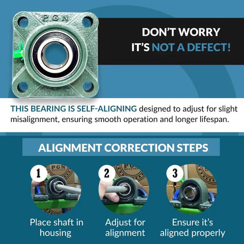 Built Tough As Nails 2 Pack Square Flange Ball Bearings With 1/2 Inch Bore, self-aligning design for smooth operation.