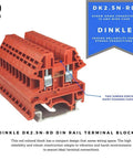 Red DIN rail terminal block with jumper ports, compact design for strong connections, Plug And Play DIN Rail Terminal Block Kit With Aluminum Rail
