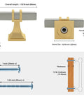 Top Tier Two Tone Cabinet Knobs Six Pack Brushed Nickel And Gold Square Handles dimensions and mounting screw details.