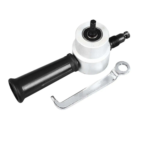 Double Head Sheet Metal Cutter Alloy Tool 360 Degree Nibbler Drill Attachment for Burr Free Cuts with wrench