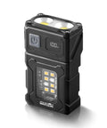 Black rechargeable EDC flashlight with rotating head, 800 lumen compact magnetic clip light, USB-C for camping and emergencies.