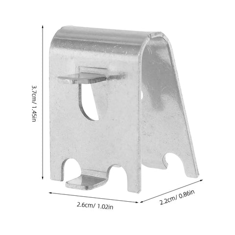 Heavy Duty Stainless Steel Freezer Shelf Clips 8 Pack with brushed finish, dimensions shown, for commercial kitchen storage.