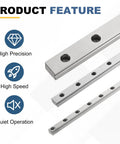 Two 550mm MGN9 Linear Sliding Rail Guides in bearing steel for automatic equipment with high precision and speed features