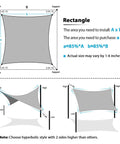 Diagram showing installation guide for 8x16 Sand Shade Sail Rectangle Outdoor Sun Shade Canopy Patio Garden Deck Backyard UV Block