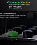 Dope Multicolor 3D Printer With CFS And AI Camera showcasing print failure detection feature with green model on build plate.