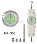 Analog Push-Pull Force Gauge Dynamometer For Precision Tension And Compression Testing, Easy Readout Meter Instrument, Handheld Gauge With AL-NK-300 Model, Rugged No-Nonsense Performance For Lab And Shop, white handheld gauge with hook and scale
