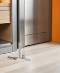 Stainless Steel Double Swing Door Hinges With Self-Closing Spring Load For 16mm-20mm Doors, visible on floor
