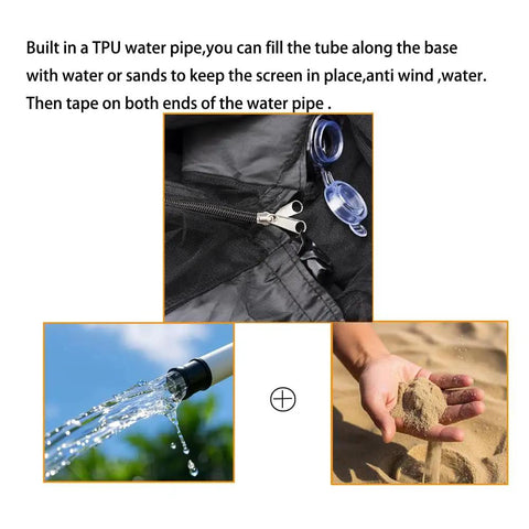6Ft To 11Ft Patio Umbrella Mosquito Netting With Zipper Door, TPU water pipe installation, polyester mesh fabric