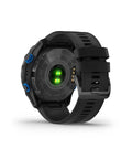 Back view of Descent Mk2i Watch Style Dive Computer with Air Integration, black band, titanium case, showing sensor and clasp.