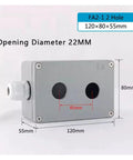 IP67 waterproof junction box with 2 holes, 120x80x55mm dimensions, cast aluminum, explosion proof for industrial use.