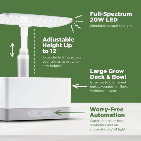 Indoor Hydroponic Garden With LED Grow Light For Year Round Harvest Holds Up To Six Pods Compact Countertop Herb And Veggie Kit