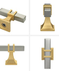 Top Tier Two Tone Cabinet Knobs Six Pack Brushed Nickel And Gold Square Handles Solid Steel Kitchen Cupboard Hardware, showing angles of handles.