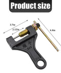 Heavy Duty Motorcycle Chain Breaker Tool For Removing Links 420 428 520 525 528 530 Chains Universal, dimensions labeled
