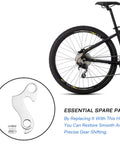 Derailleur Hanger Replacement For Trek Giant Fuji Schwinn Scott Kona Haro Orbea Transition Univega Access Ironhorse Scattante Bikes Restores Snappy Shifting Smooth Rear Derailleur Alignment For Easy Gear Changes shown with bike and screws.