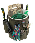 Workhorse Garden Bucket Tool Organizer for Five Gallon Buckets with Heavy Duty 600D Ripstop Fabric Long Pockets and Glove Clip