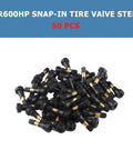 TR600HP snap-in tire valve stems, brass body with black caps, 50 pcs