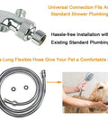 Go To Handheld Shower Head With On Off Switch 5 Spray Settings 6.5 Foot Extra Long Hose High Pressure Water Kit showing hose and adapter