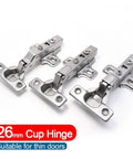 Adjustable Concealed Frameless Cabinet Hinges With Smooth Soft Close Damper Premium Steel 26mm cup hinges for thin doors