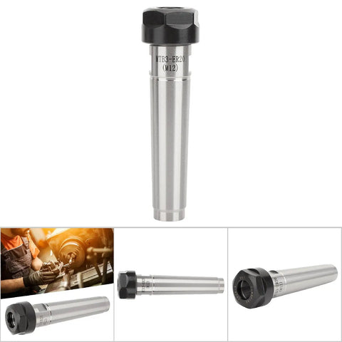 Dead Center Carbon Steel Chuck Collet Shank Holder For CNC Lathe Machining Operations ER20 with a black hex nut and smooth finish
