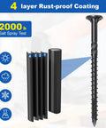 Deck Screws Kit With 120 Piece Wood Screws Assortment In Four Sizes From One And A Half Inches To Three Inches, Rust Resistant Torx Star Bit Flat Head Black Finish For Woodworking Projects On The Go