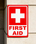 Heavy Duty Aluminum First Aid Sign 12x16 Inches Weatherproof And Rust Resistant Pre Drilled For Easy Mounting
