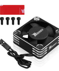 High Performance 30mm RC Motor Heatsink And ESC Cooling Fan For Brushless 540 550 Motors, shown with mounting screws and tape.