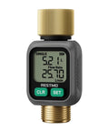 Dual Zone Display Water Flow Meter With Big LCD Screen For Real Time Usage Tracking Built Tough Brass Meter Great For Home Garden And Irrigation Monitoring, front view