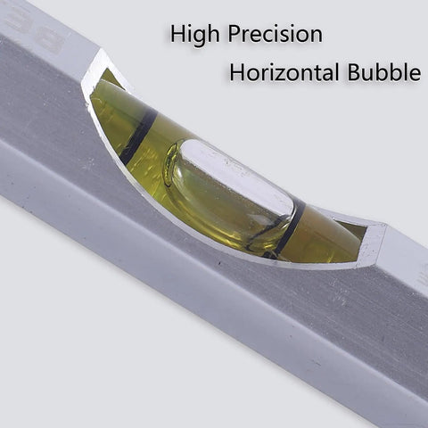 Premium 3 Pack Hanging Bubble Line Level Set Built With Featherweight Anodized Aluminum Body showing high precision horizontal bubble.