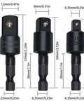 Beefed Up Workhorse 4 Piece Power Drill Socket Adapter Set With 360 Degree Rotating Sockets And 105 Degree Right Angle Driver sizes